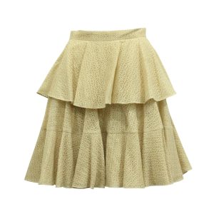 Alexander McQueen Rüschen Spitze gestaffelt Rock aus creme Baumwolle 7703706632252