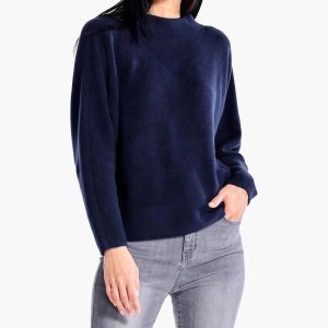 Shaker Strick-Mock Pullover in dunkle Indigo