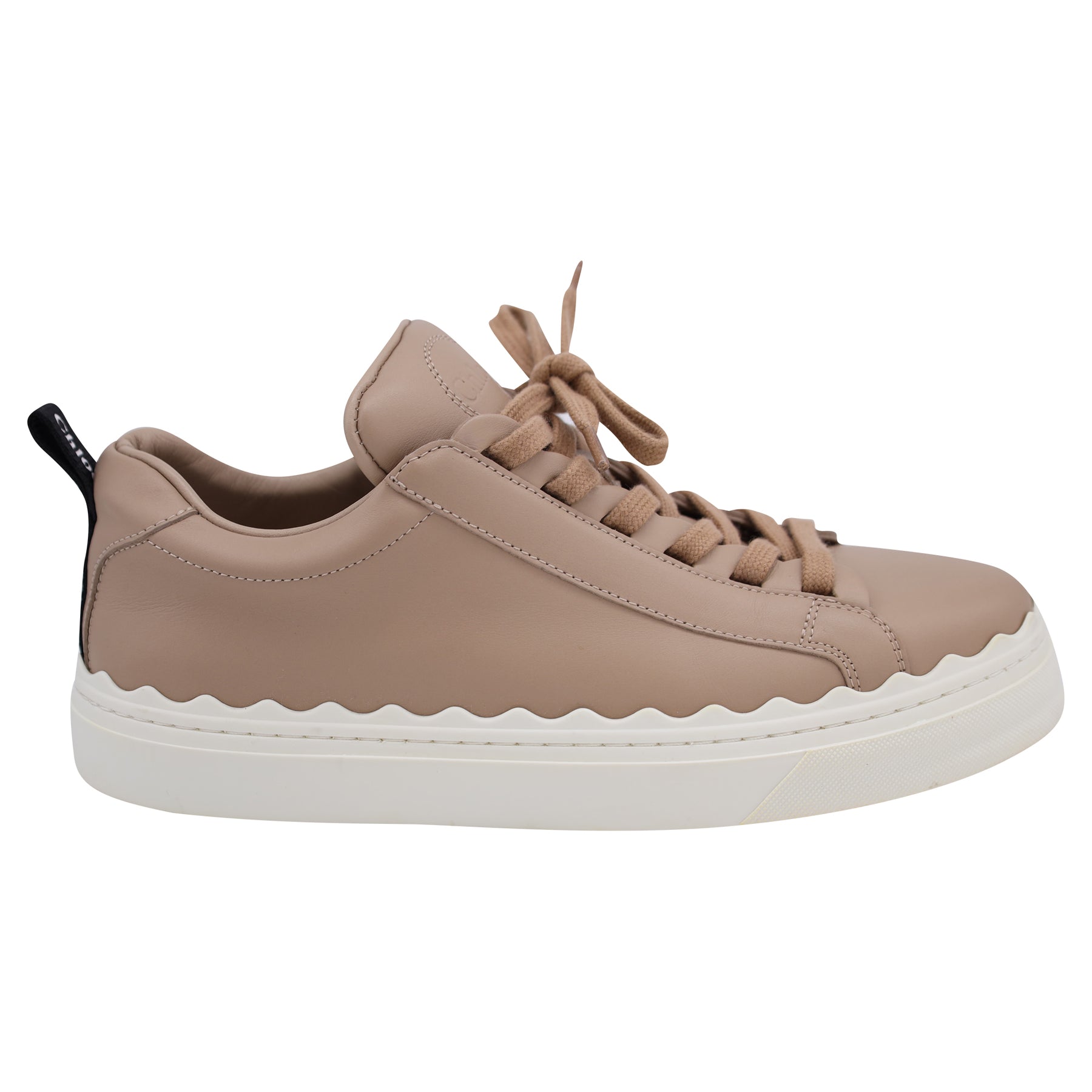 Chloé Lauren Sneakers mit Wellenschliff aus beigem Leder