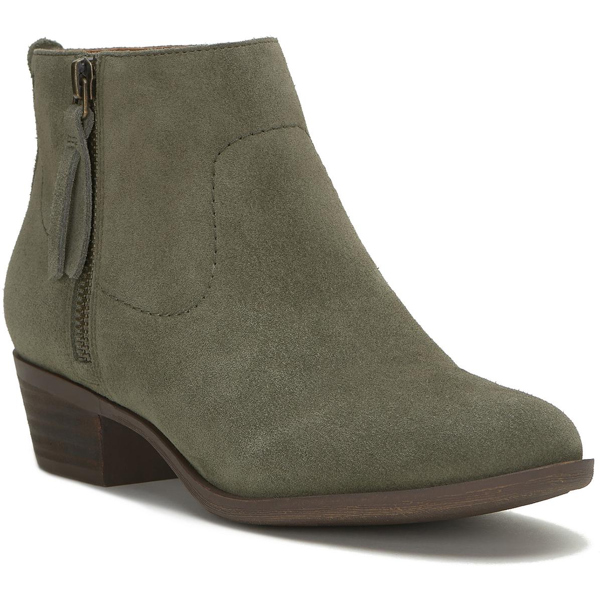 Ankle Bootie aus Leder mit niedrigem Blockabsatz und mandelförmiger Zehenpartie