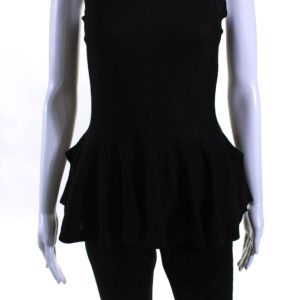 Alexander McQueen Damen stricken ärmelloses Peplum Top Bluse schwarze Wolle 7833275957308