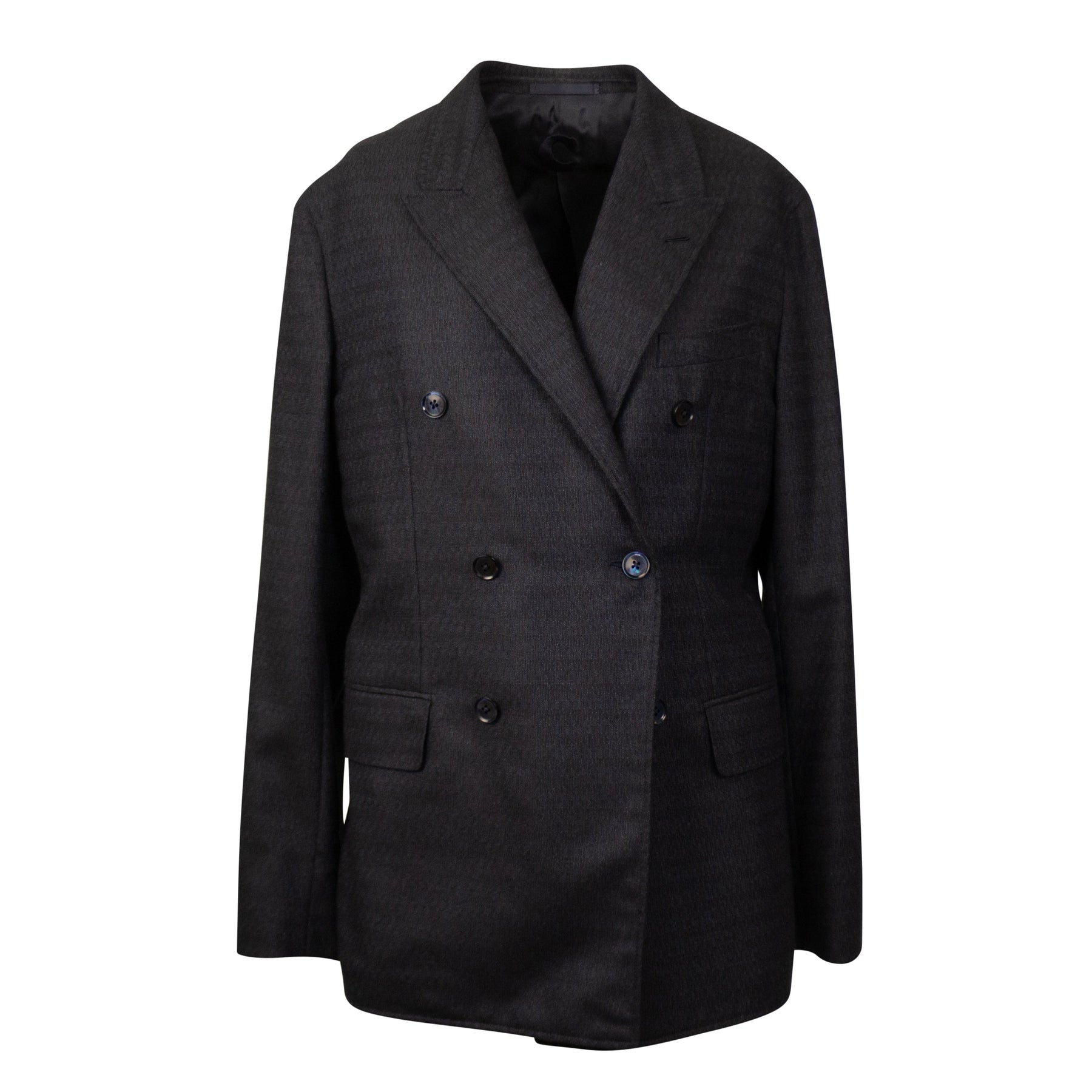 Marineblauer zweireihiger Blazer aus Seide