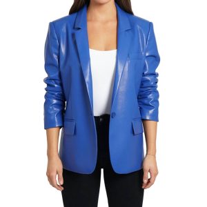 Frankie Kunstleder Blazer in royal blue
