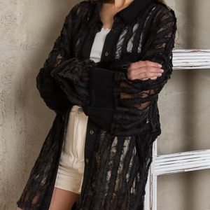 Sheer Stripe Hemd in schwarz