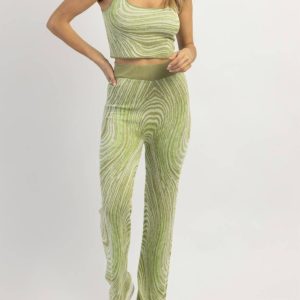 Abstract Print Hose in grün stricken