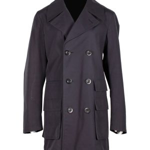 Valentino Garavani doppelt gebratener Mantel aus blauer Wolle 7748696408124
