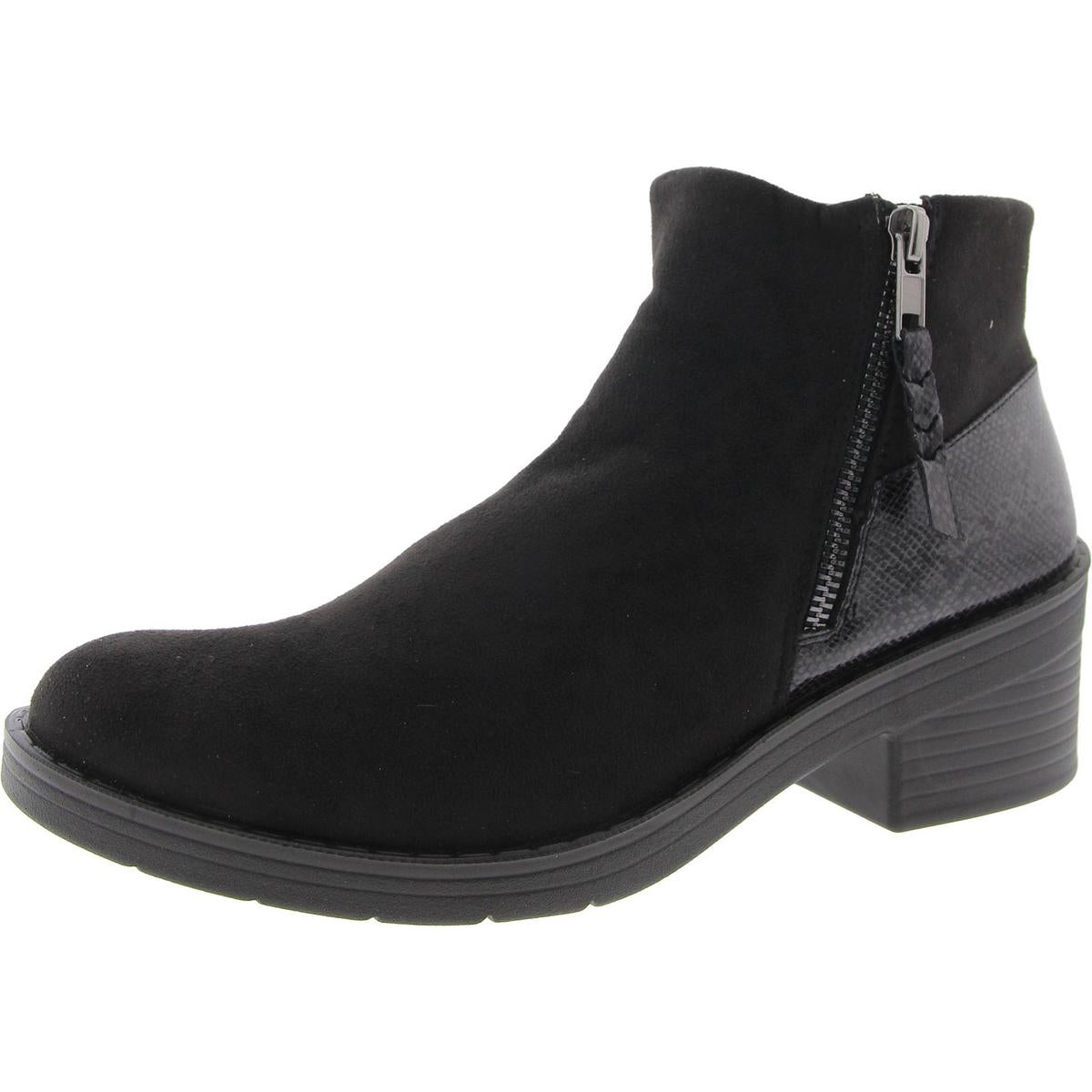 Ausgehende Stiefeletten mit Schlangenmuster aus Wildlederimitat