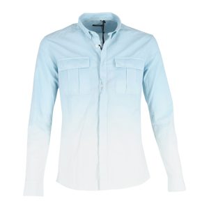 Balmain Ombre Button-Up Hemd aus blauer Baumwolle 7748667932732
