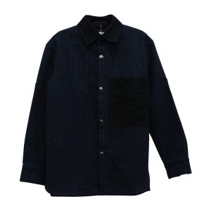 Acne Studios Checkered Print Button Down Hemd aus Marineblau Wolle 7766540189756