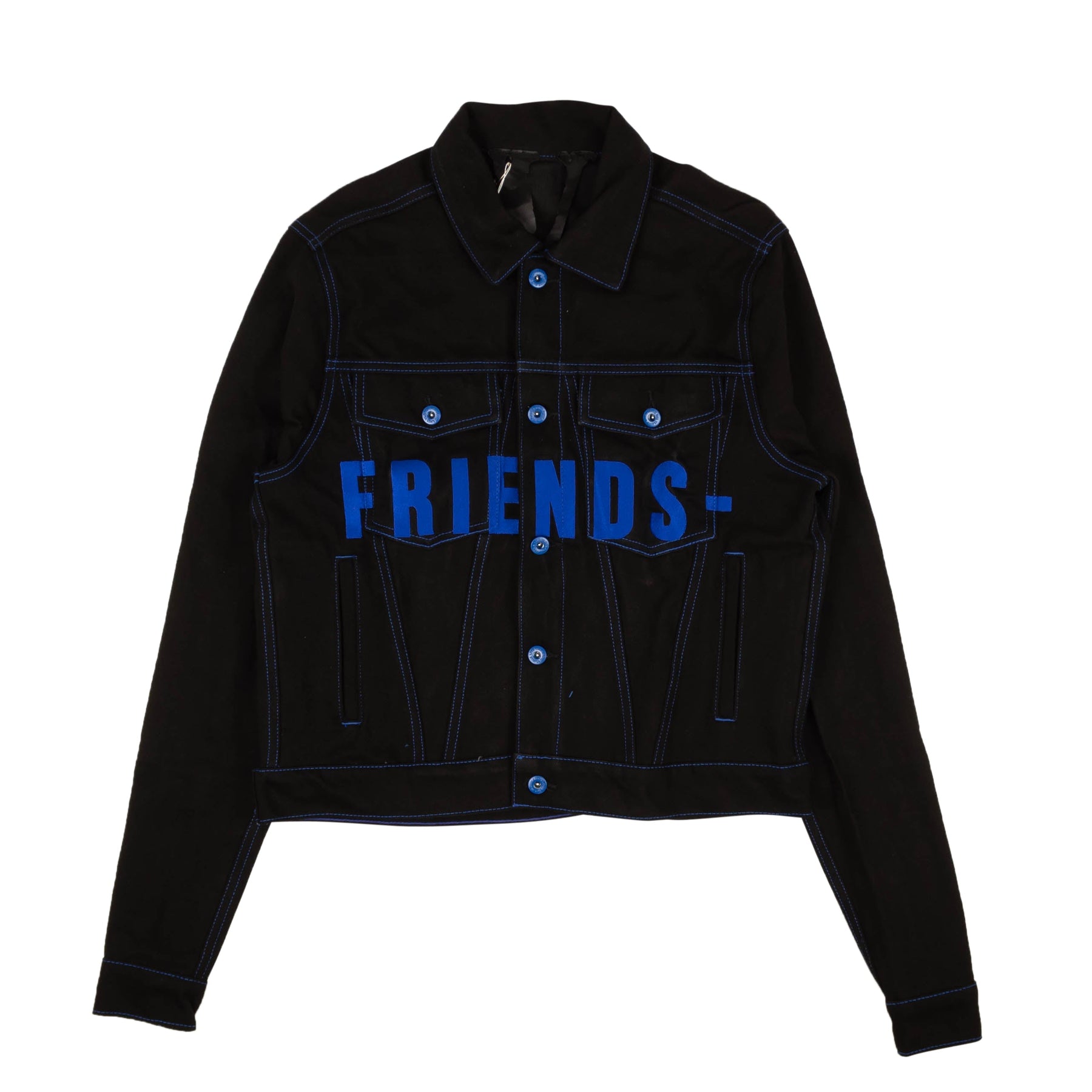 Vlone Friends Stickerei V Grafikjacke – Schwarz/Blau