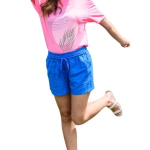 T-Shirt mit abstrakter Grafik in Rosa 7732445151292