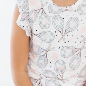 Game, Set, Match Kurzarm-T-Shirt mit Rüschen