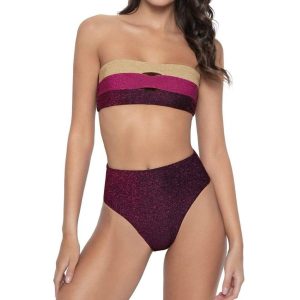 Hillary Hoch taillierter Bikini-Unterteil im Granat