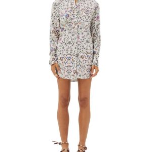 Valongo Rubi Hemdkleid in weiß mit Blumenmuster 7704743477308