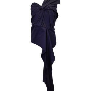 Johanna Ortiz The Art Of Dancing One-Shoulder Knotted Top in Marineblaue Baumwolle