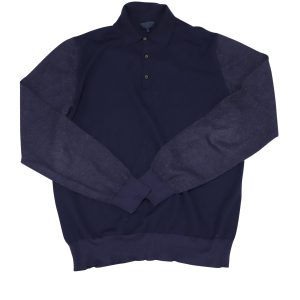 Lanvin Lange Ärmel Hemd aus Marineblau Wolle 7766494412860