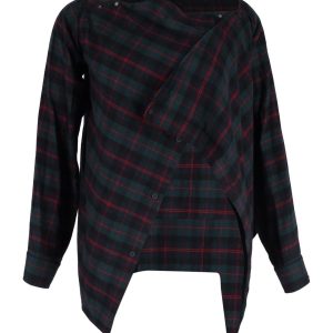 Balenciaga Plaid asymmetrische Frontjacke aus grünem Polyester – 7833680314428