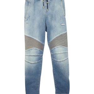 Balmain Stonewashed Biker Jeans in hellblau Baumwolle 7748910710844