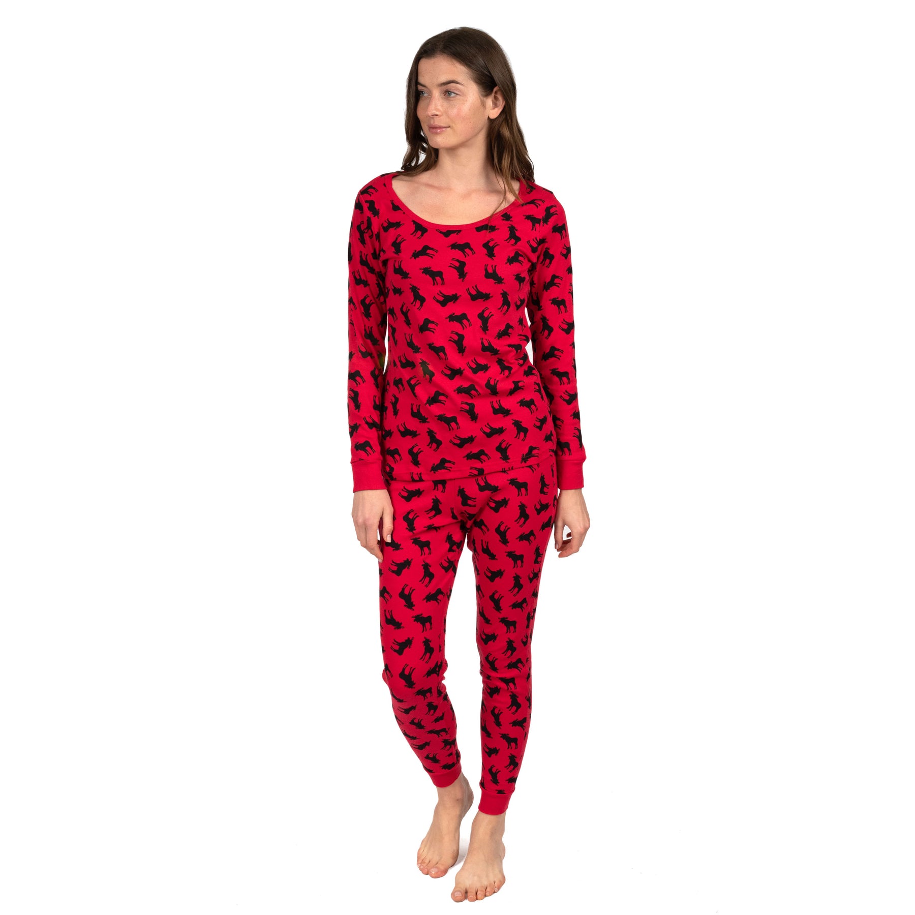 Christmas Damen zwei Stück Baumwolle Pyjama Elch