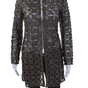 In Transit 2 Damen Bronze Lamm Leder lazer Mesh Tunika langen Ärmel Jacke – 7833593053244