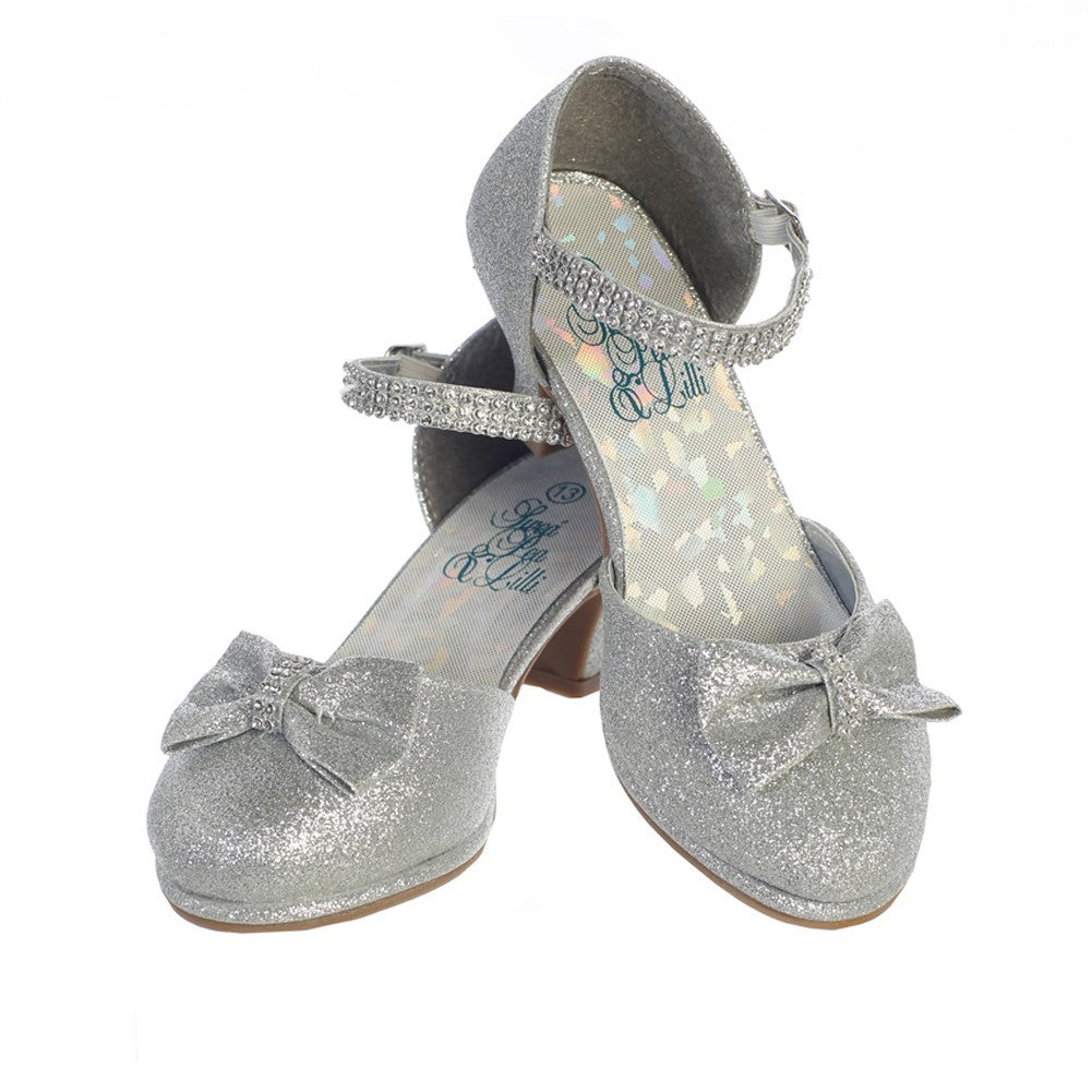 Bella-Schuhe für Mädchen, silberfarben, glitzernd, Strass, 9 Kleinkinder bis 5 Kinder
