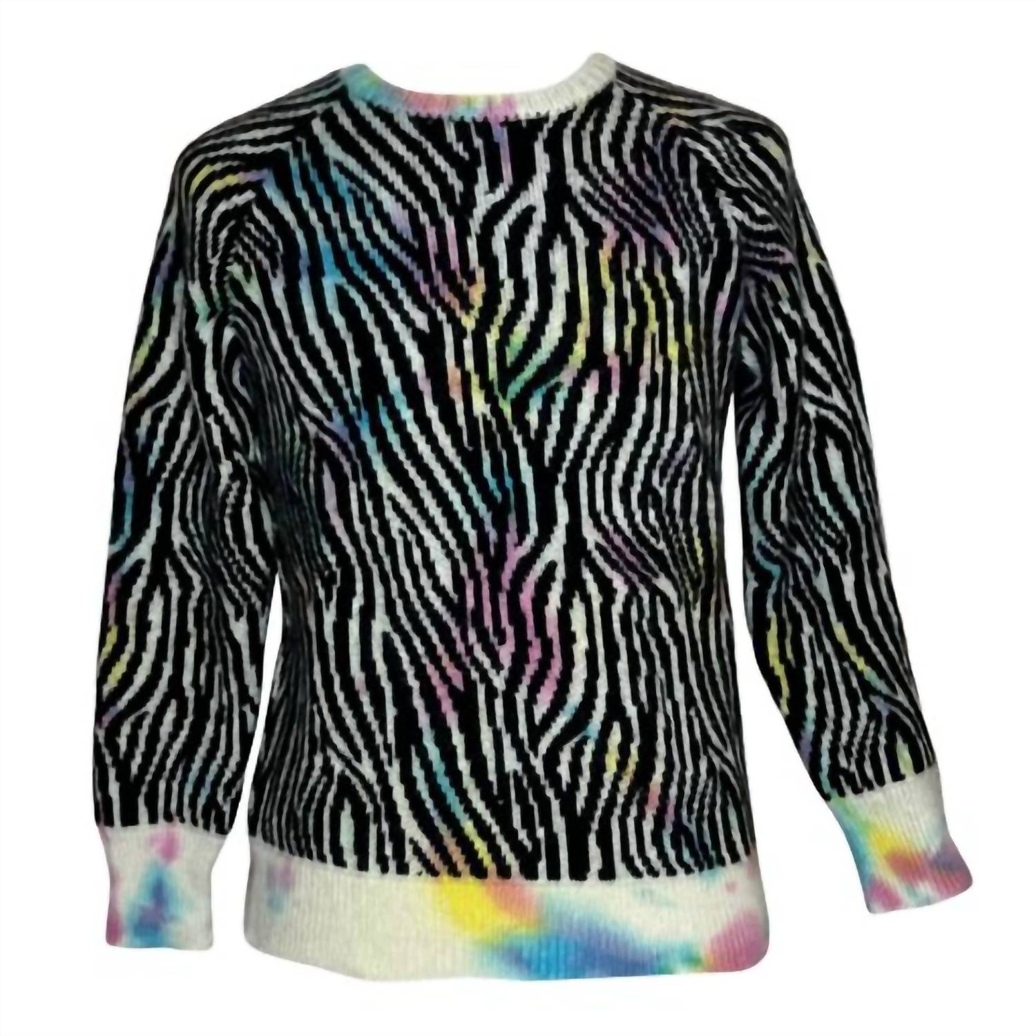 Tie Dye Crew Pullover in Zebra blau