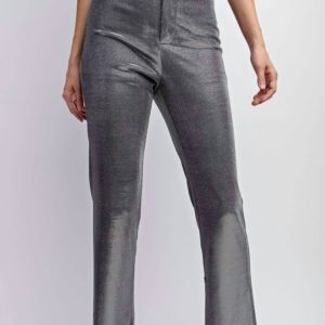 Metallic-Strickhose in Silber
