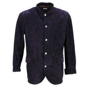 Brunello Cucinelli Tailored Jacke aus Marineblau Veloursleder 7748630609980