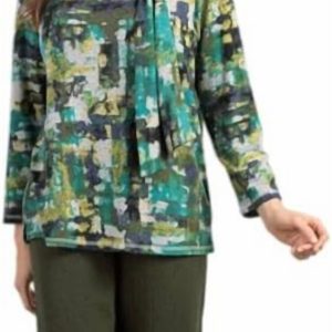Tie Neck Pullover in Guac