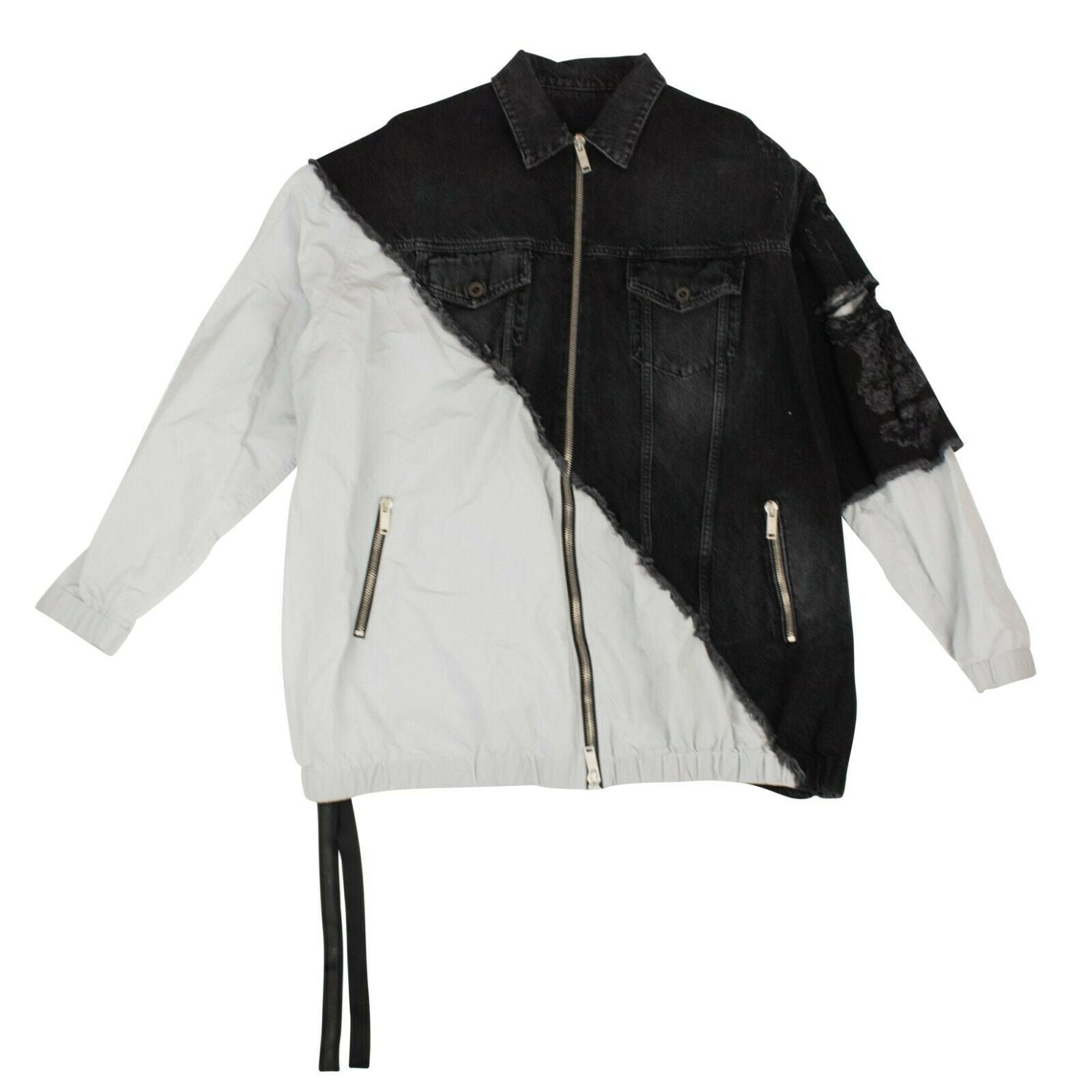 schwarz gestresste Hybrid-Denim Jacke