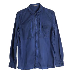 Bottega Veneta mit Knopfleiste-Hemd aus blauer Baumwolle