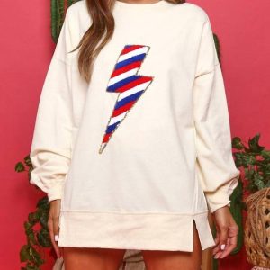 Lightning Strikes Again – cremefarbener Pullover mit Verzierungen