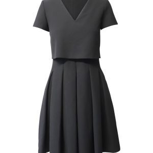 Maje – Minikleid aus schwarzem Polyester mit Faltenrock