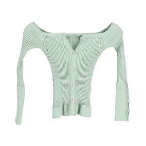 Jacquemus Tordu kalt-Schulter gerippt-strickt Strickjacke in grüner Viskose