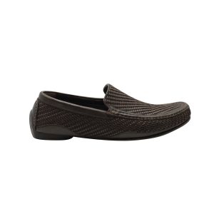 Giorgio Armani gewebter Schlupf auf Lamellen aus braunem Leder 7748871487548