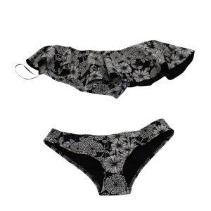 Lisa Marie Fernandez floraler Druck ein Schulter Bikini aus schwarzem Polyamid 7748759355452