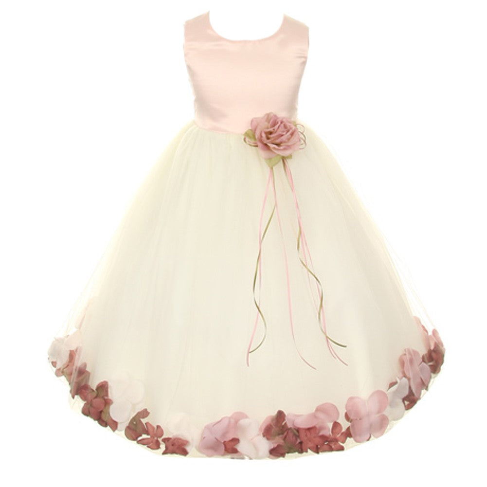 große Mädchen elfenbein rose satin top ohne Schärpe Blütenblatt Junior Brautjungfer Kleid 8-14