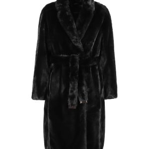 MAX MARA Damen adorato faux Fell schwarz lang Mantel