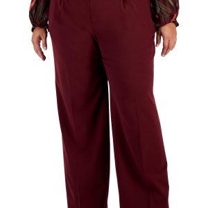 Plus Damen-Plisseehose mit hohem Bund und weitem Bein