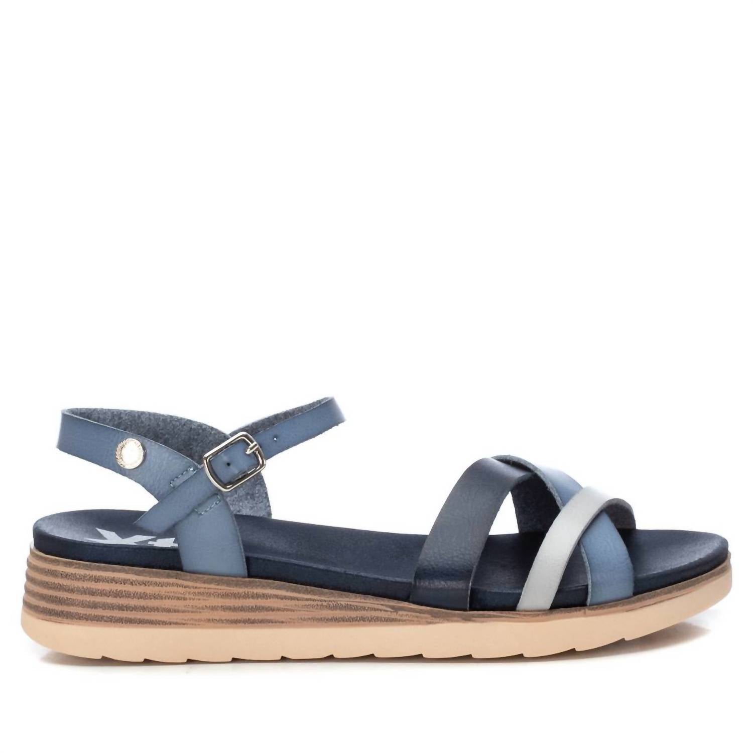Damen Low Keil Sandalen in der Marine 7703556292668