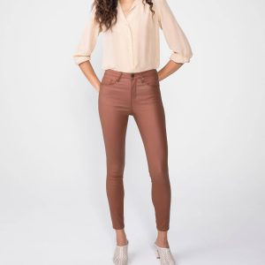 Olivia hohe taillierte Skinny Jeans in Kastanienbraun