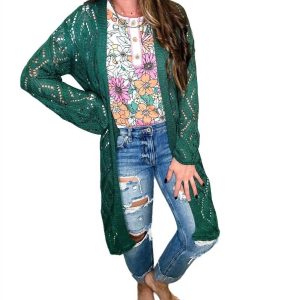 Gehäkelte Strickjacke in Grün