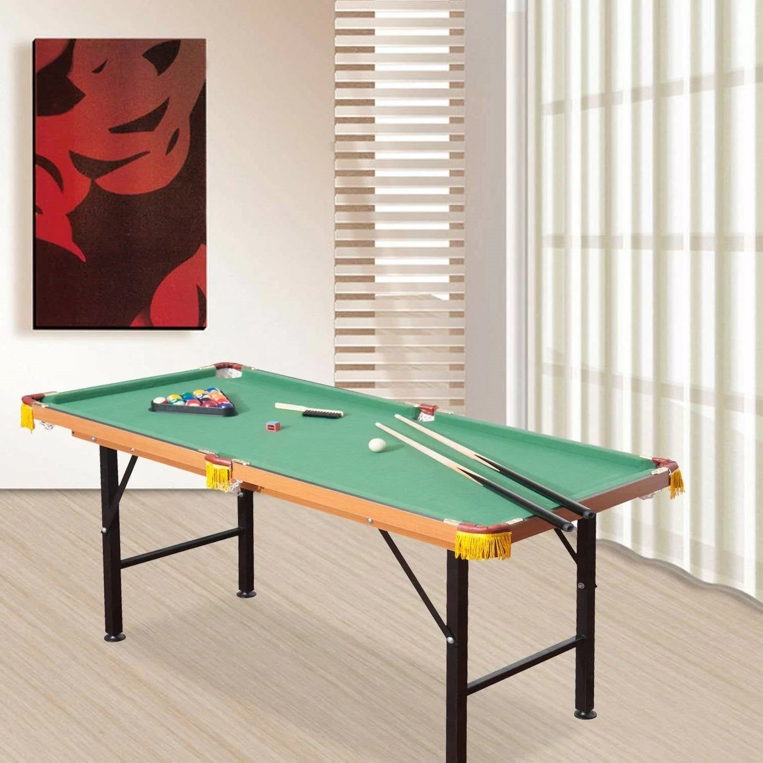 54-inch grün Fleece Top Pool Tisch mit Kugeln Stichworte und Rack gesetzt – 7707479113788