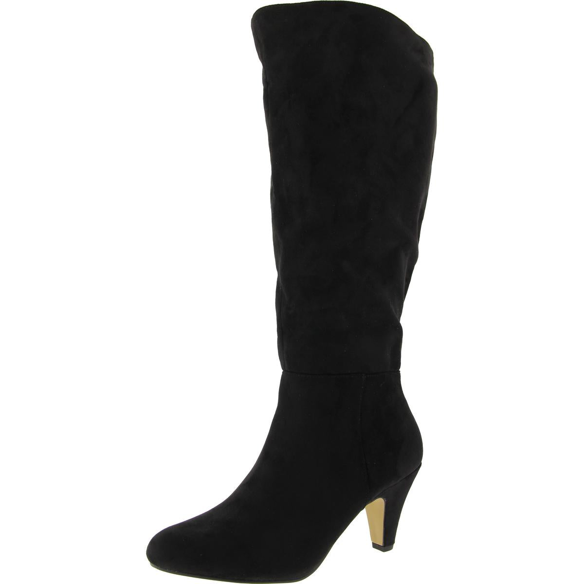 Corinne Plus Kniehohe Stiefel aus Wildlederimitat mit breiter Wade