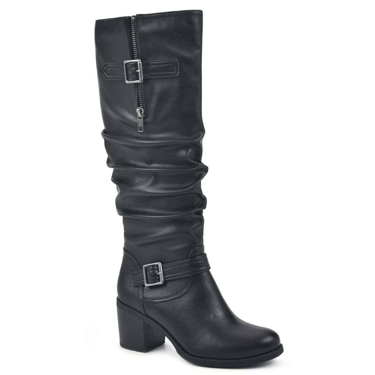 Begehrenswerte kniehohe Slouchy-Stiefel aus Kunstleder