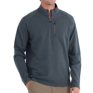 Bamboo Heritage Fleece Viertel Zip Sweatshirt in dunkel Fichte