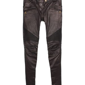 Balmain Skinny Fit Hose aus schwarzem Leder 7703698735164