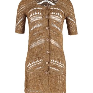 Diane Von Furstenberg Liu Kalani Strick Strickjacke Kleid in Goldacetat