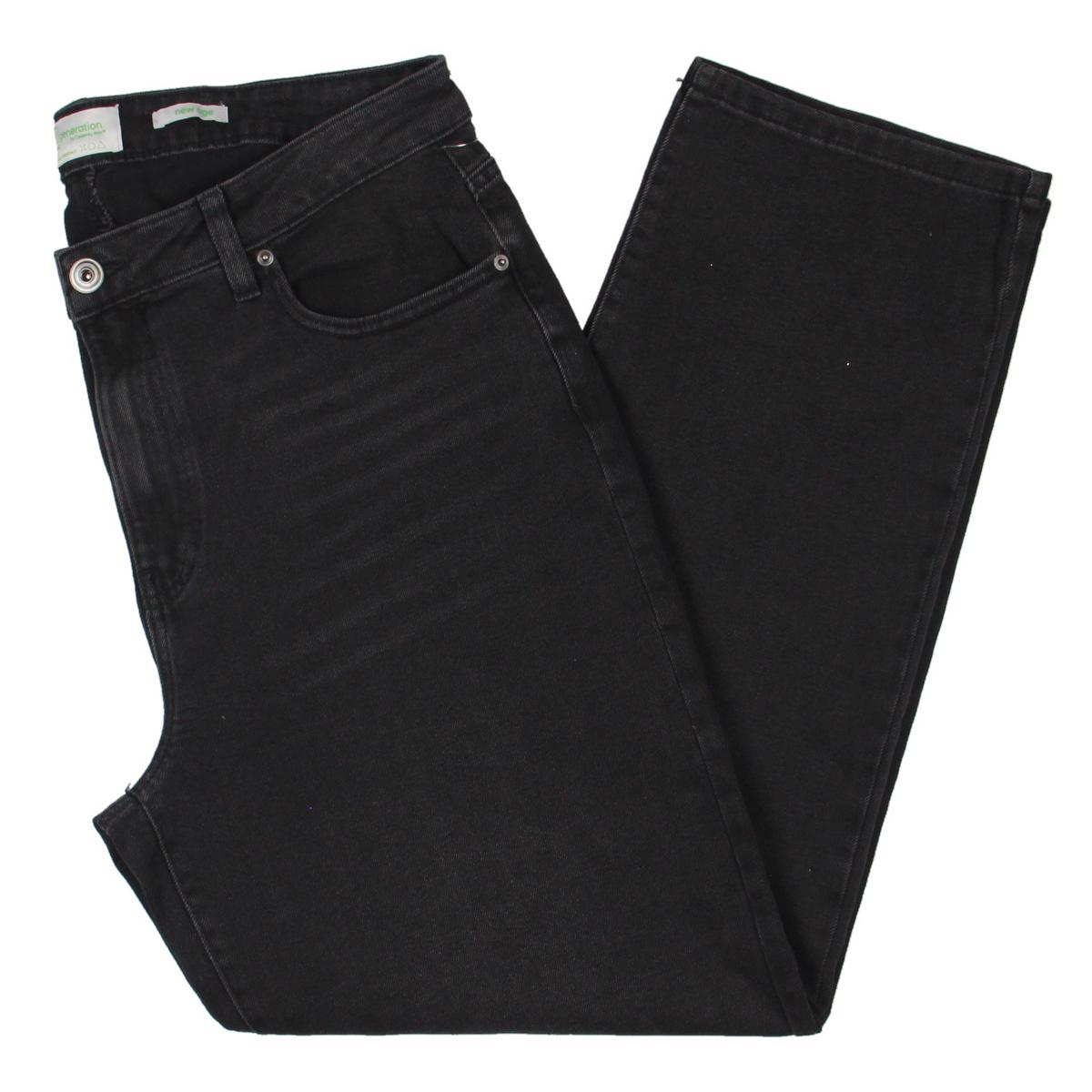 Verwaschene Jeans mit hohem Bund und geradem Bein