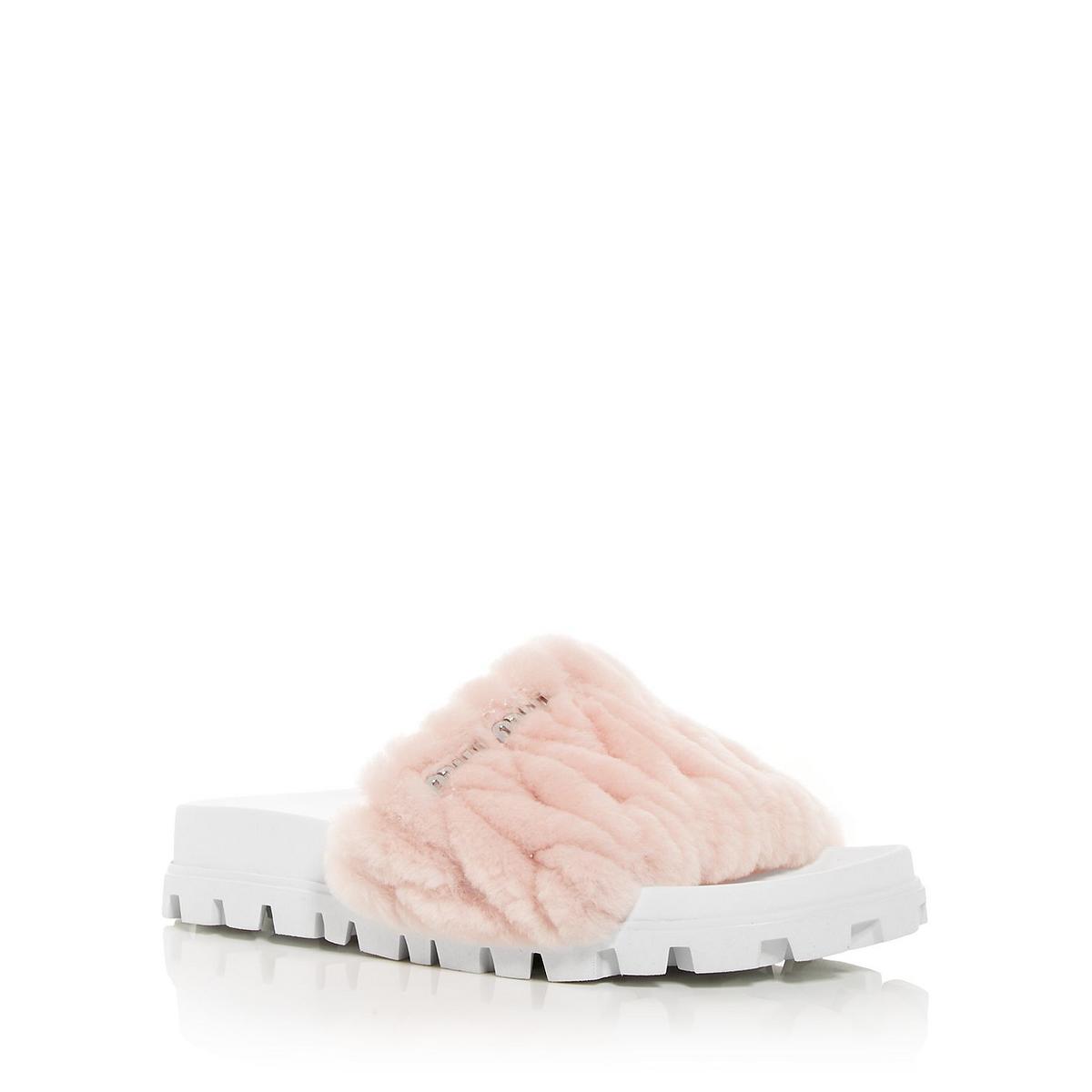 Montone Matelasse Shearling zum Hineinschlüpfen Slide Sandalen